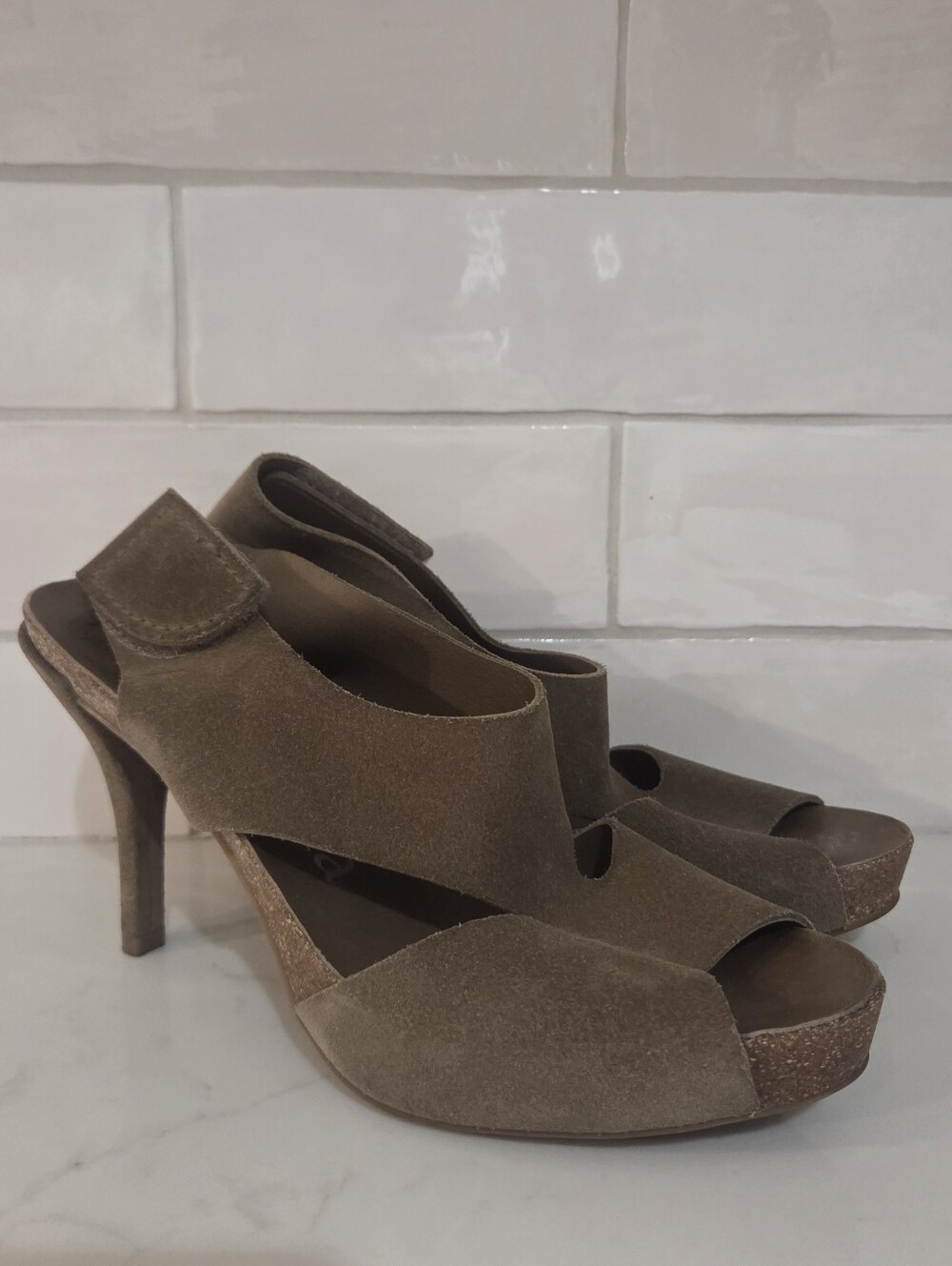 Pedro Garcia Suede Slingback Ankle Strap Stilleto Heel Sandals Size 38 | 8
